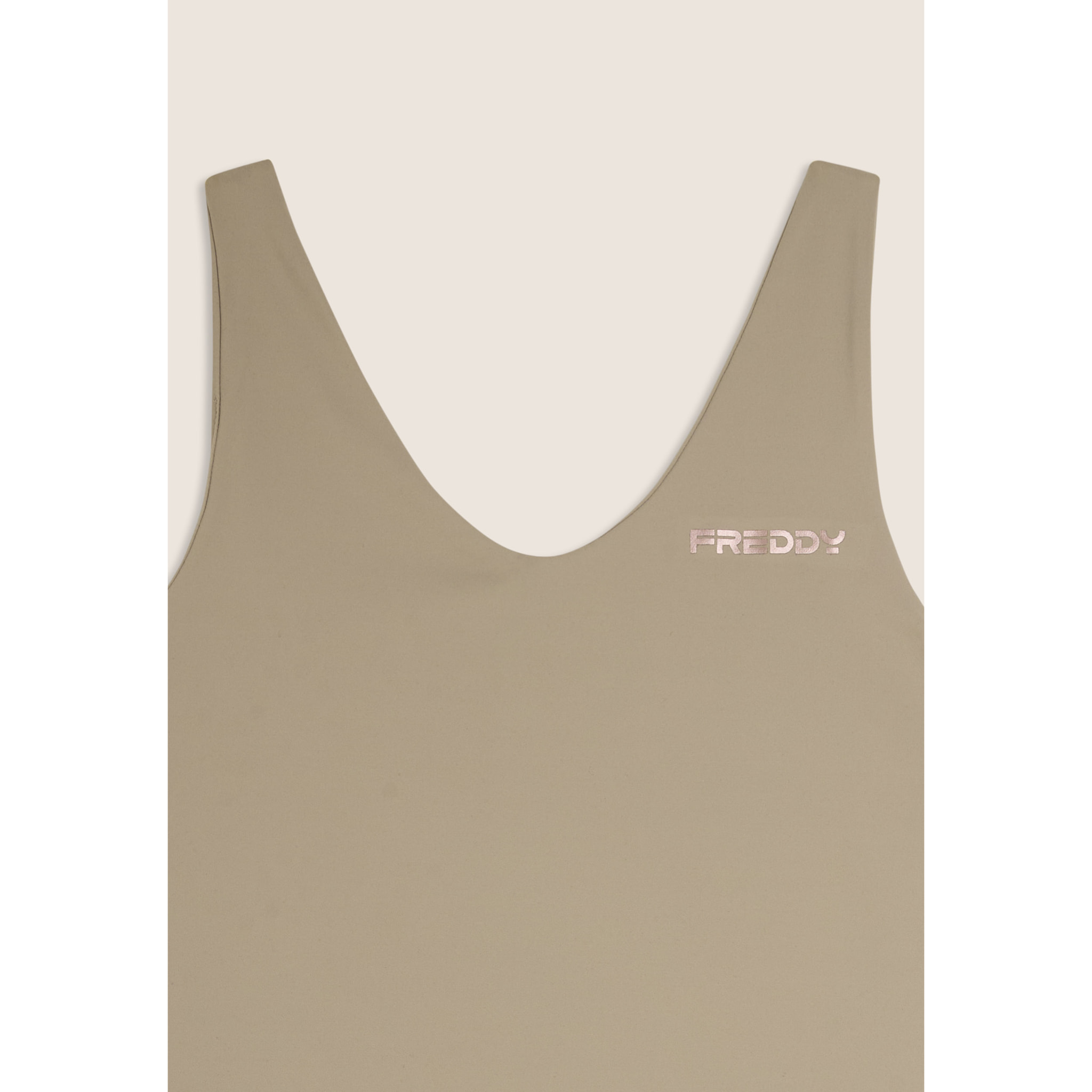 Canotta cropped slim fit con scollo a V in jersey quick dry