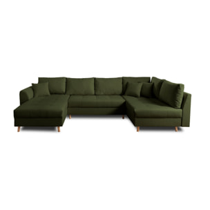 Rune - canapé panoramique - avec pouf d'appoint - 7 places - style scandinave - droit - Vert