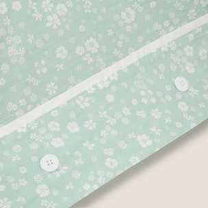 Funda almohada algodón flores Mapatchi color azul aqua