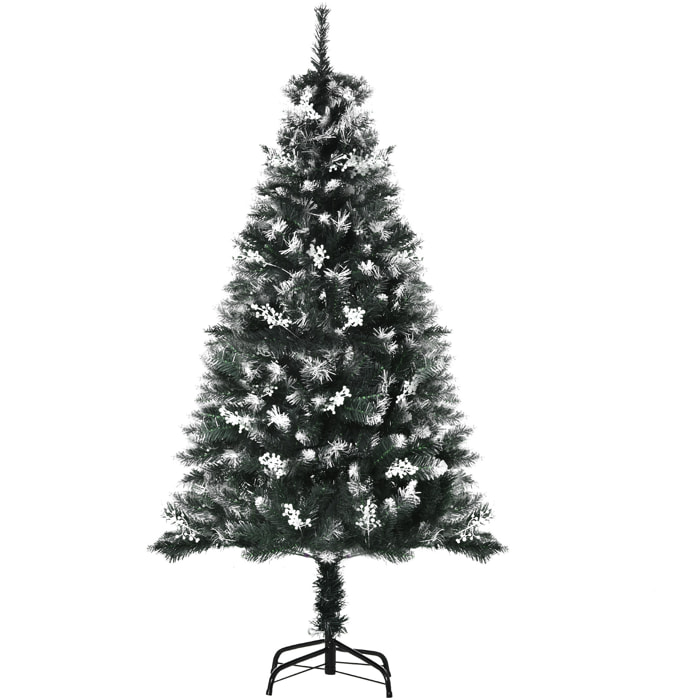 Árbol de Navidad 150 cm Árbol de Navidad Artificial con 378 Ramas 41 Decoraciones Soporte de Acero Base Plegable y Desmontable para Salón Verde