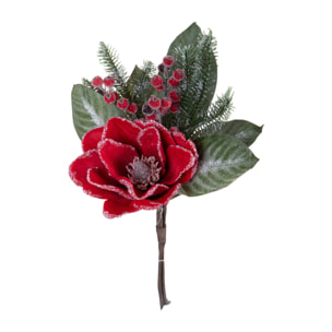 Magnolia mazzo con bacche e pigna - Pezzi 1 - ROSSO - Bianchi Dino SpA