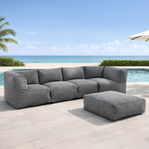 VERONE Salon de jardin modulable 5 places gris en tissu déperlant