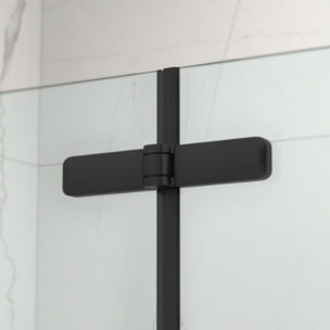 150x105 cm SK Pare-baignoire en verre 2 volets pliants, orientation gauche et droite, noir (SATVZSKNEW105C)