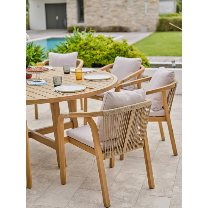 SERENA - Ensemble repas de jardin 8 places en bois d'acacia