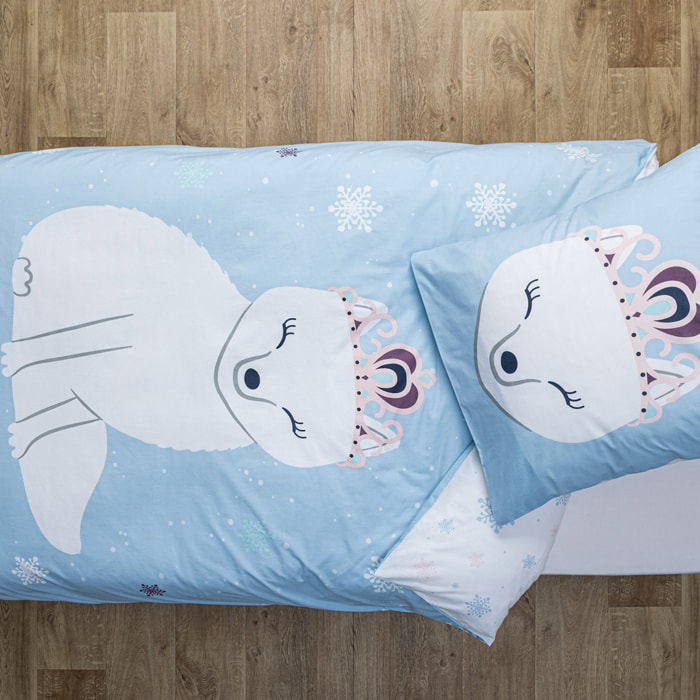 Parure de lit "Hiver" en coton 140x200cm bleu