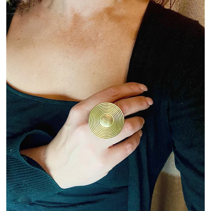 Anillo con disco "Azca" en dorado T15