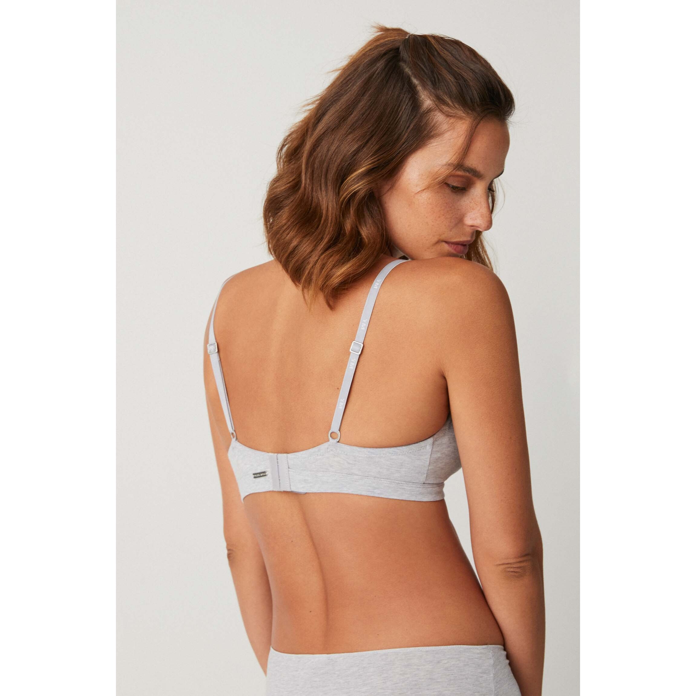 Reggiseno senza ferretto con imbottitura in cotone e modal grigio
