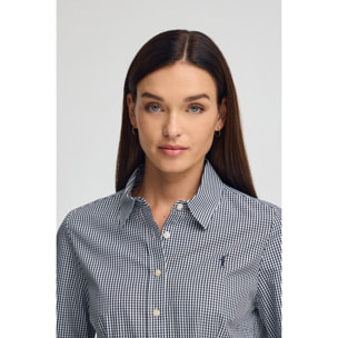 Camicia a quadri vichy blu marino con logo Rigby Go