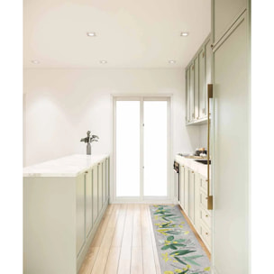 Passatoia tappeto cucina bagno ingresso multiuso, disegno foglie stile naturale