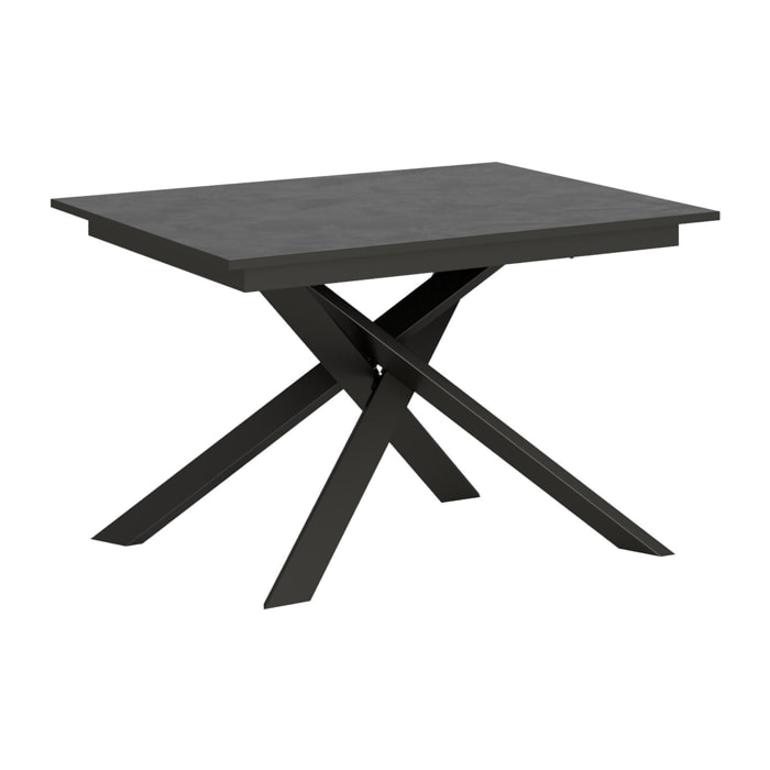 Table extensible 90x120/180 cm Ganty Anthracite Spatulé bande de chante Anthracite cadre Anthracite