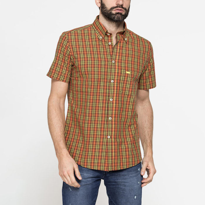 CAMICIA A MANICA CORTA IN COTONE CON FANTASIA