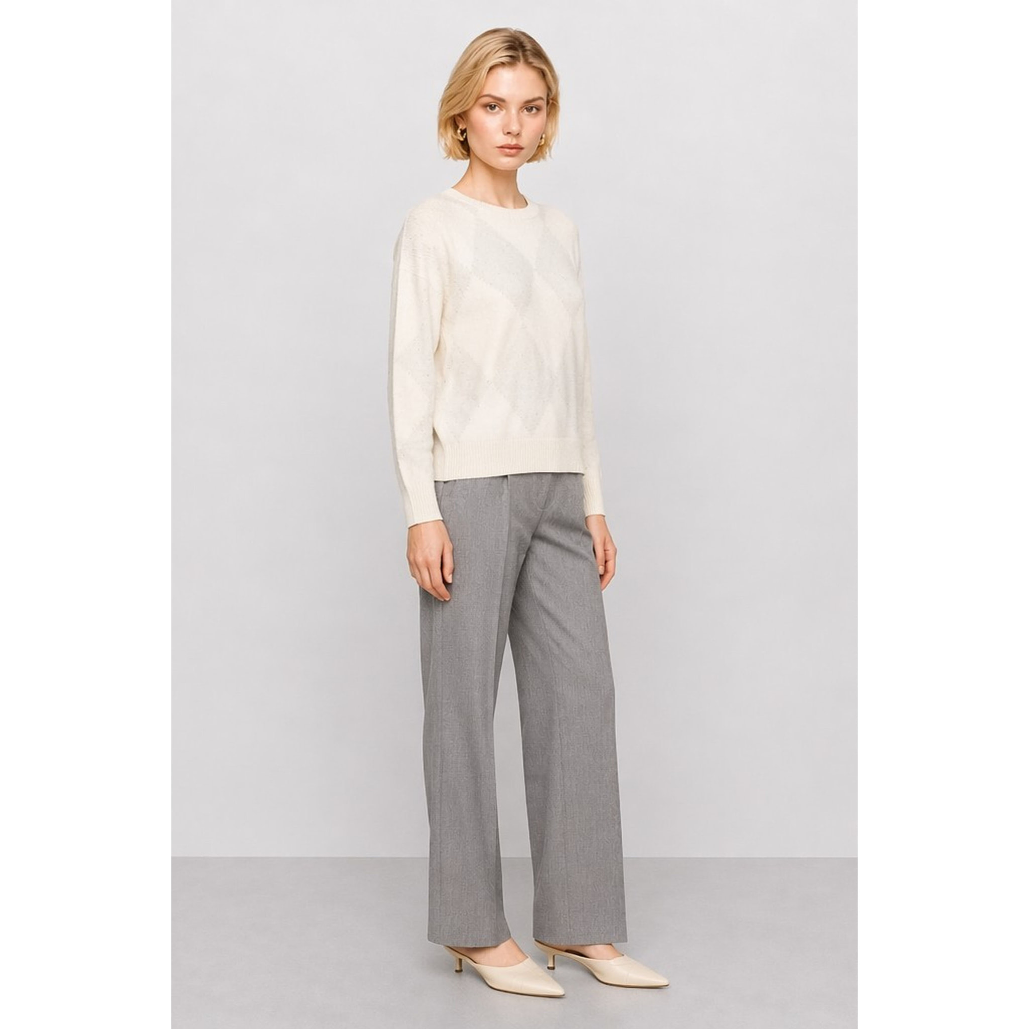 Kocca - Maglia a maniche lunghe in lana con motivo a rombi Donna