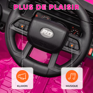 Voiture électrique enfant 4x4 12V 2 moteurs - 3-5Km/h - port USB effets sonores lumineux télécommande - rose