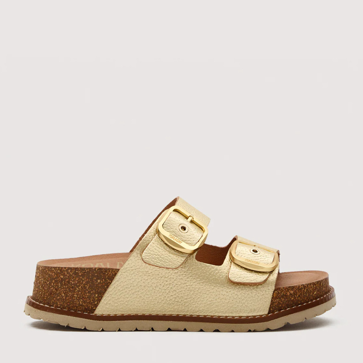 Sandalia Bio Piel Oro con Cuña - Sintran