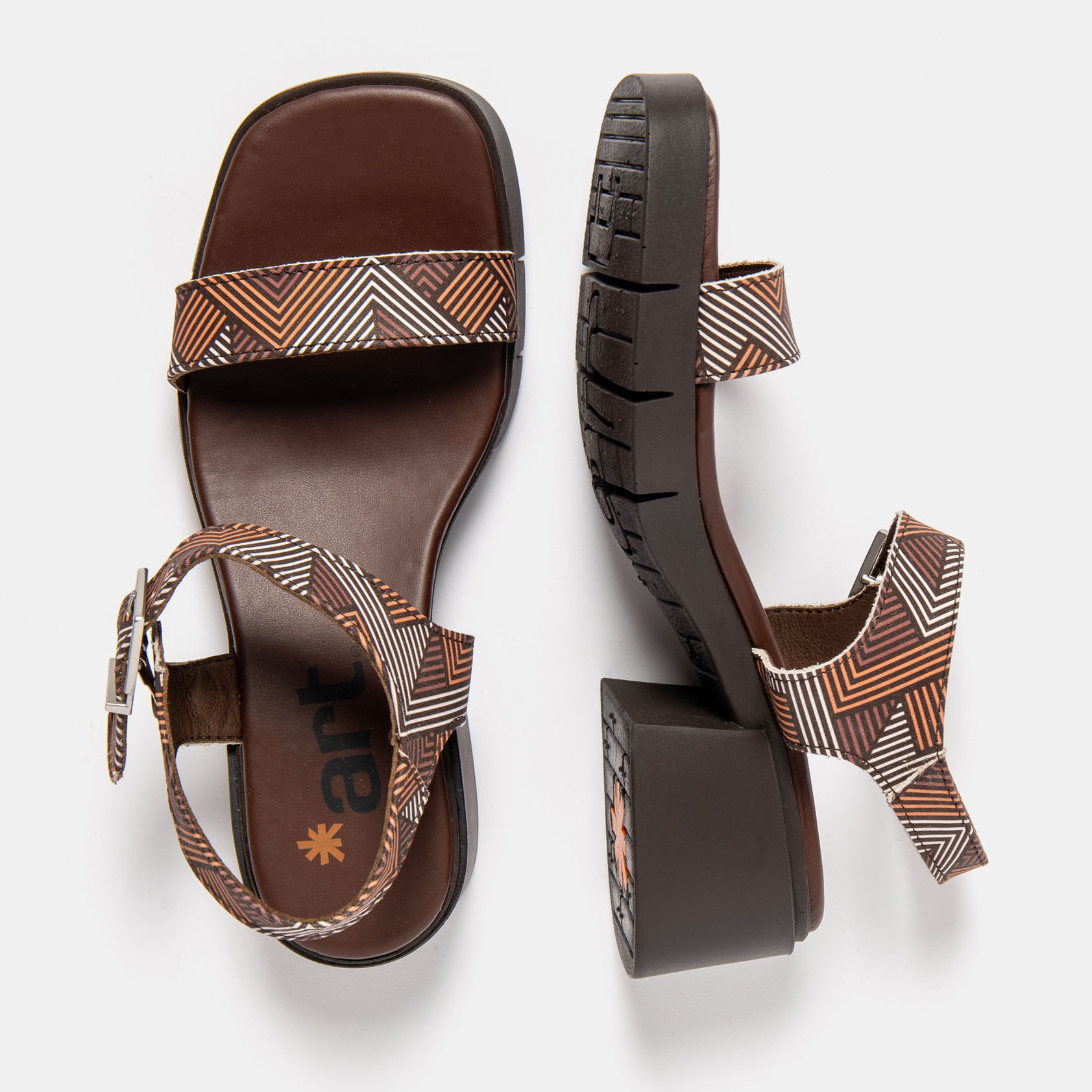 Sandalias con tacón 2060 FANTASY LINES BROWN / VARSOVIA color Lines brown