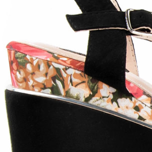 Sandalia De Cuña - Negro - Altura: 10 Cm