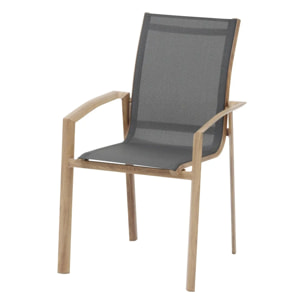 Fauteuil de jardin empilable "Axant" gris poivre & honey aluminium et texaline