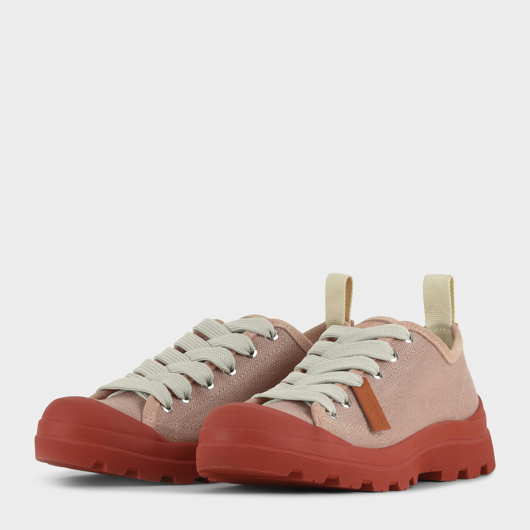 SCARPA ALLACCIATA P03 DONNA IN LINO E SUEDE ROSA CIPRIA-ARANCIO