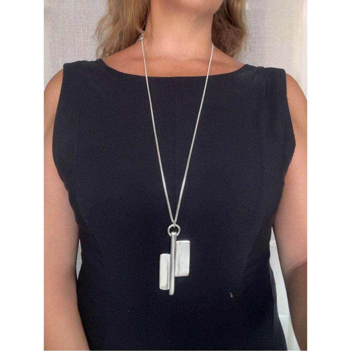 Collar largo XXL Doble Axe plata chapado 10µ