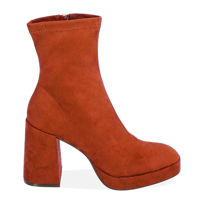 Ankle boots platform arancio in microfibra, tacco 9,5 cm