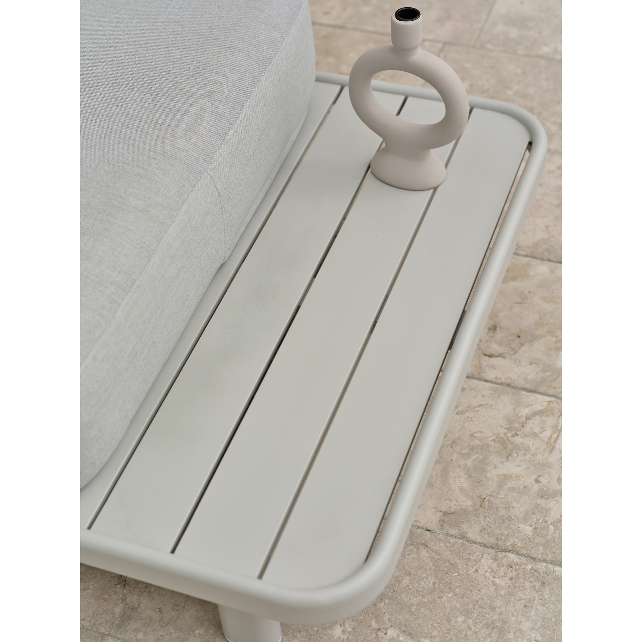 IRUN - Salon de jardin d'angle 6 places en corde tissée et aluminium