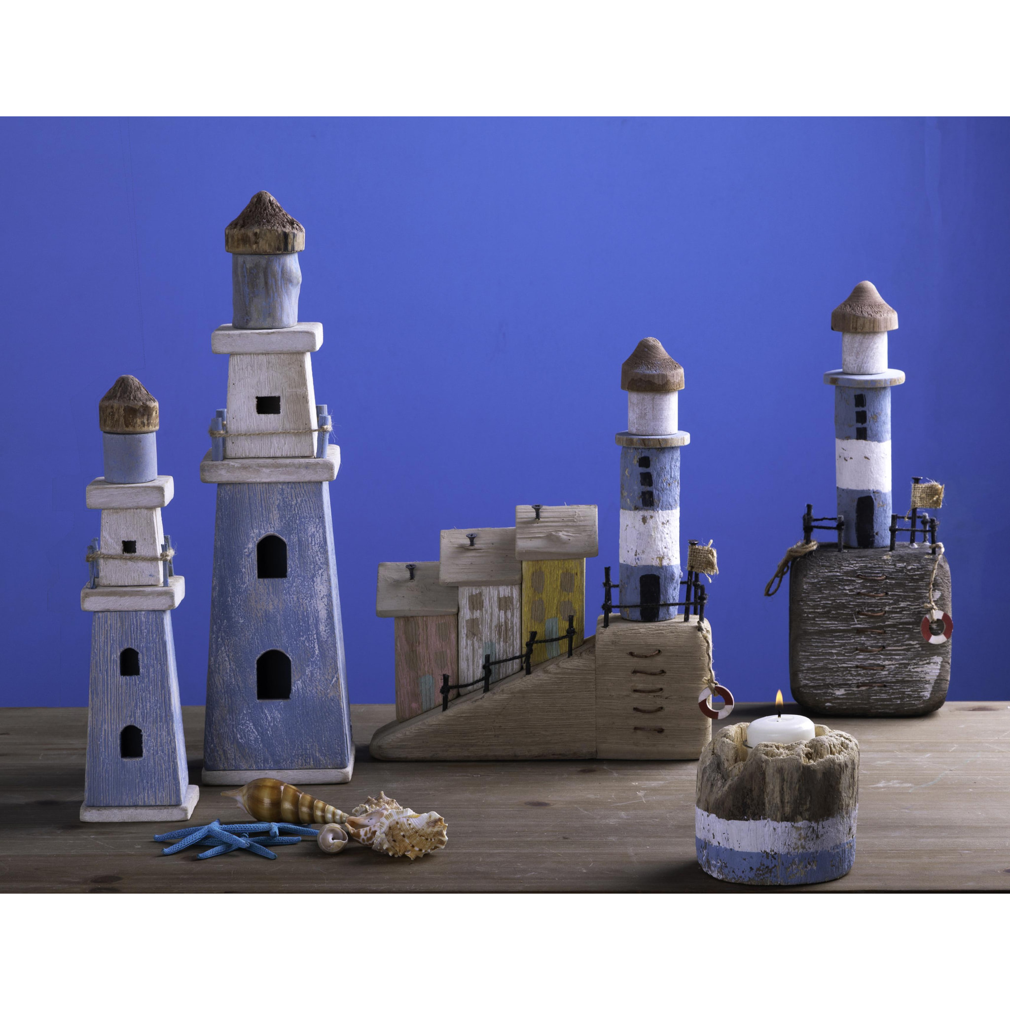 Faro Con Casette H.29,5 Cm - Pezzi 1 - 24X29,5X7cm - Colore: Incolore - Bianchi Dino - Marina, Decori Tema Marino