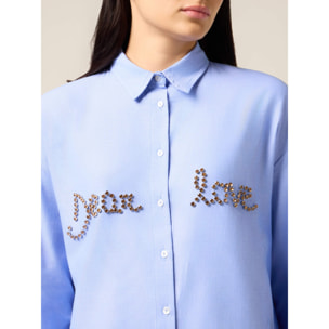 Oltre - Camisa con bordado de joyería con letras - Light - blue