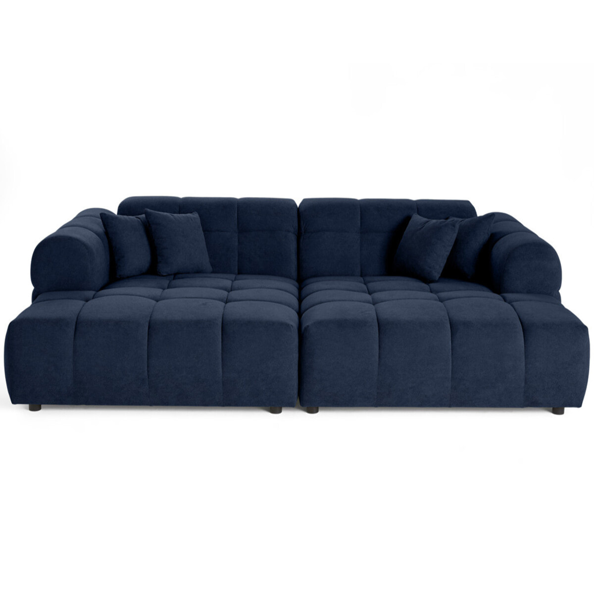 Ray - canapé droit 4 places avec double méridienne - assise profonde - en tissu texturé - Bleu