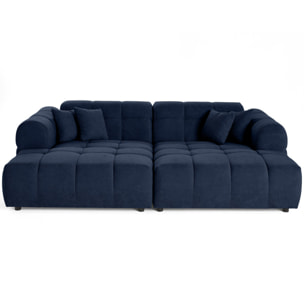 Ray - canapé droit 4 places avec double méridienne - assise profonde - en tissu texturé - Bleu