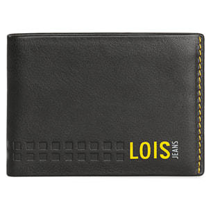 Cartera Hombre Piel Lois Temple Negro-Amarillo