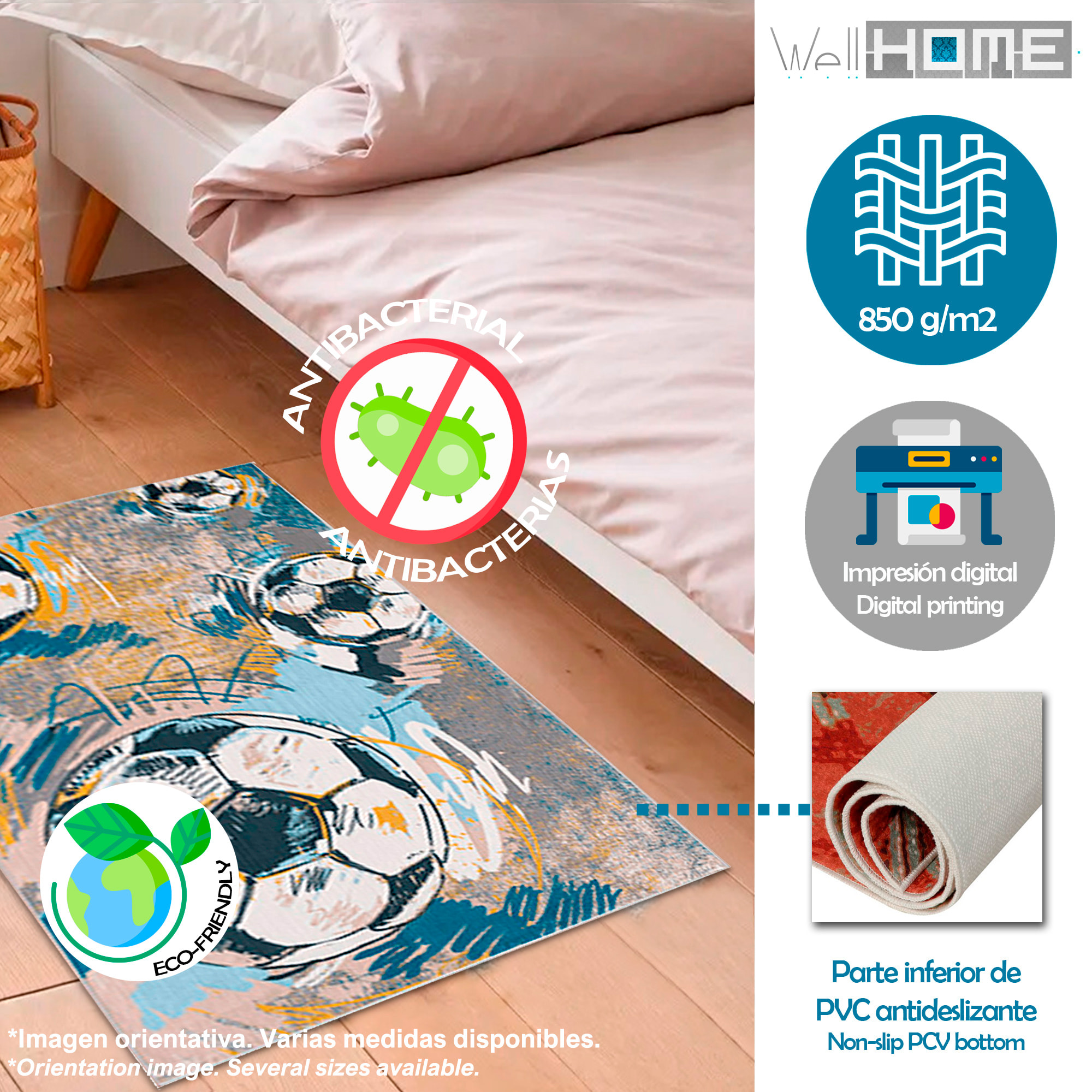Alfombra infantil de Poliester estampada 180 x 280cm