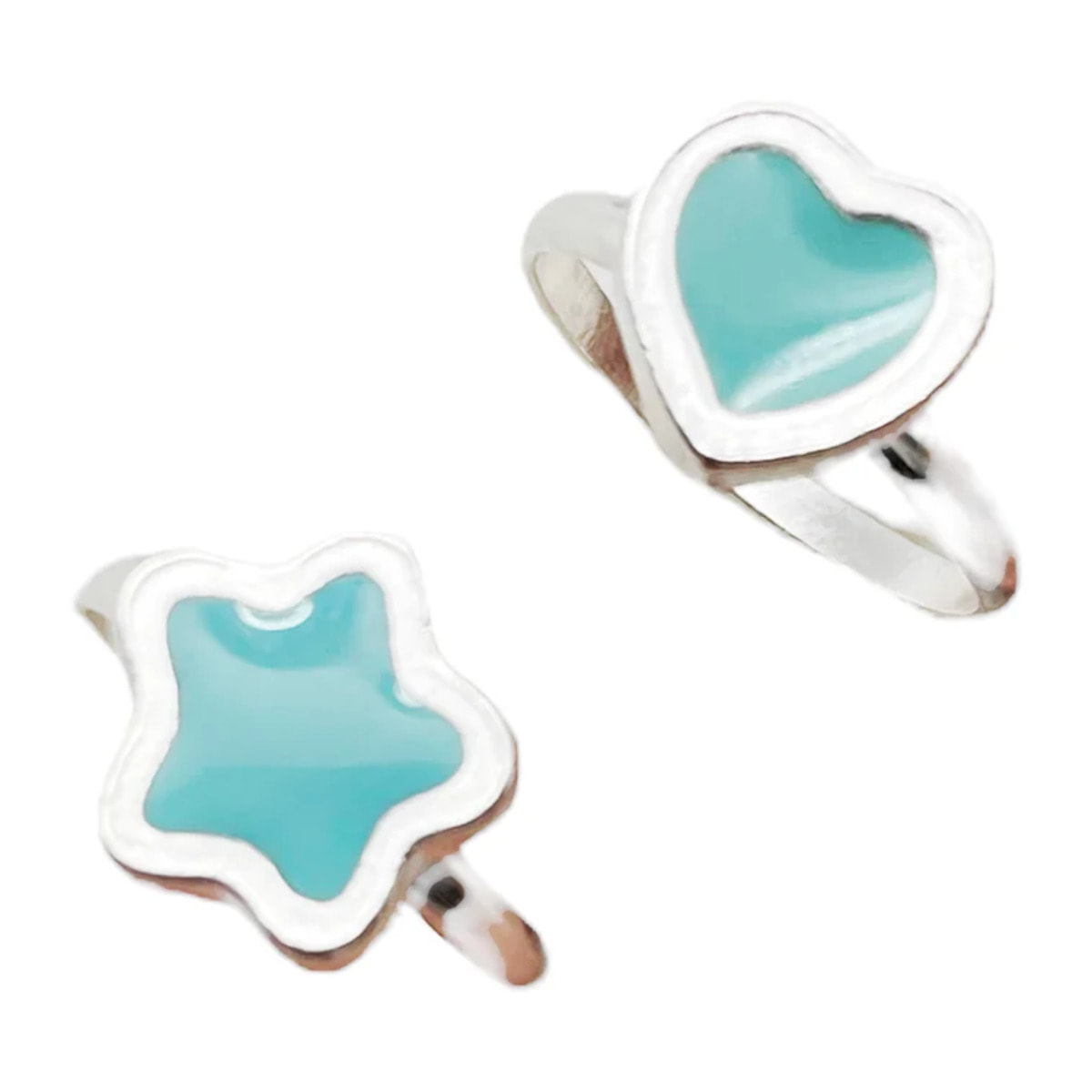 Pareja anillos Colors en plata 10µm y color azul celeeste