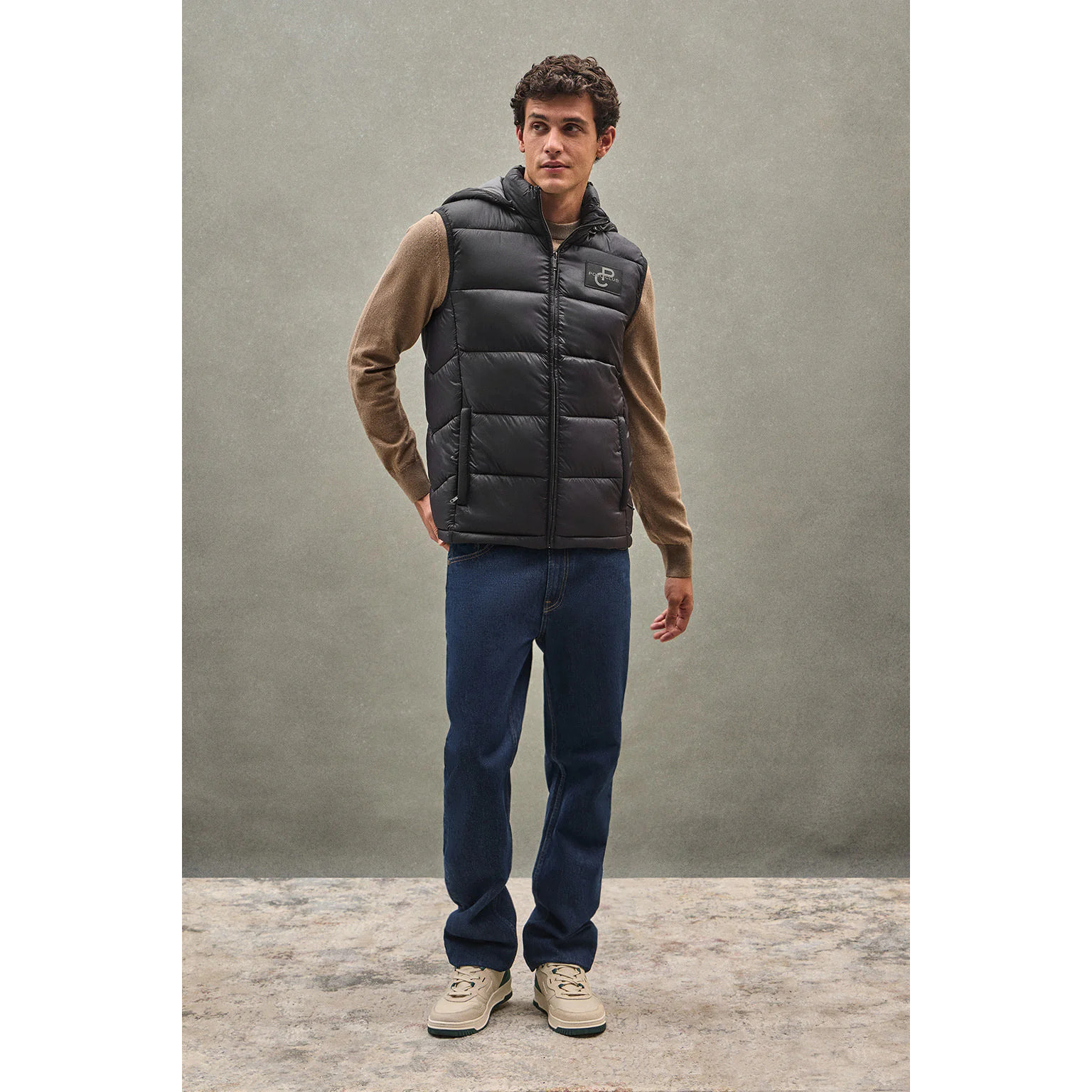 Chaleco ultralight negro con logo Polo Club