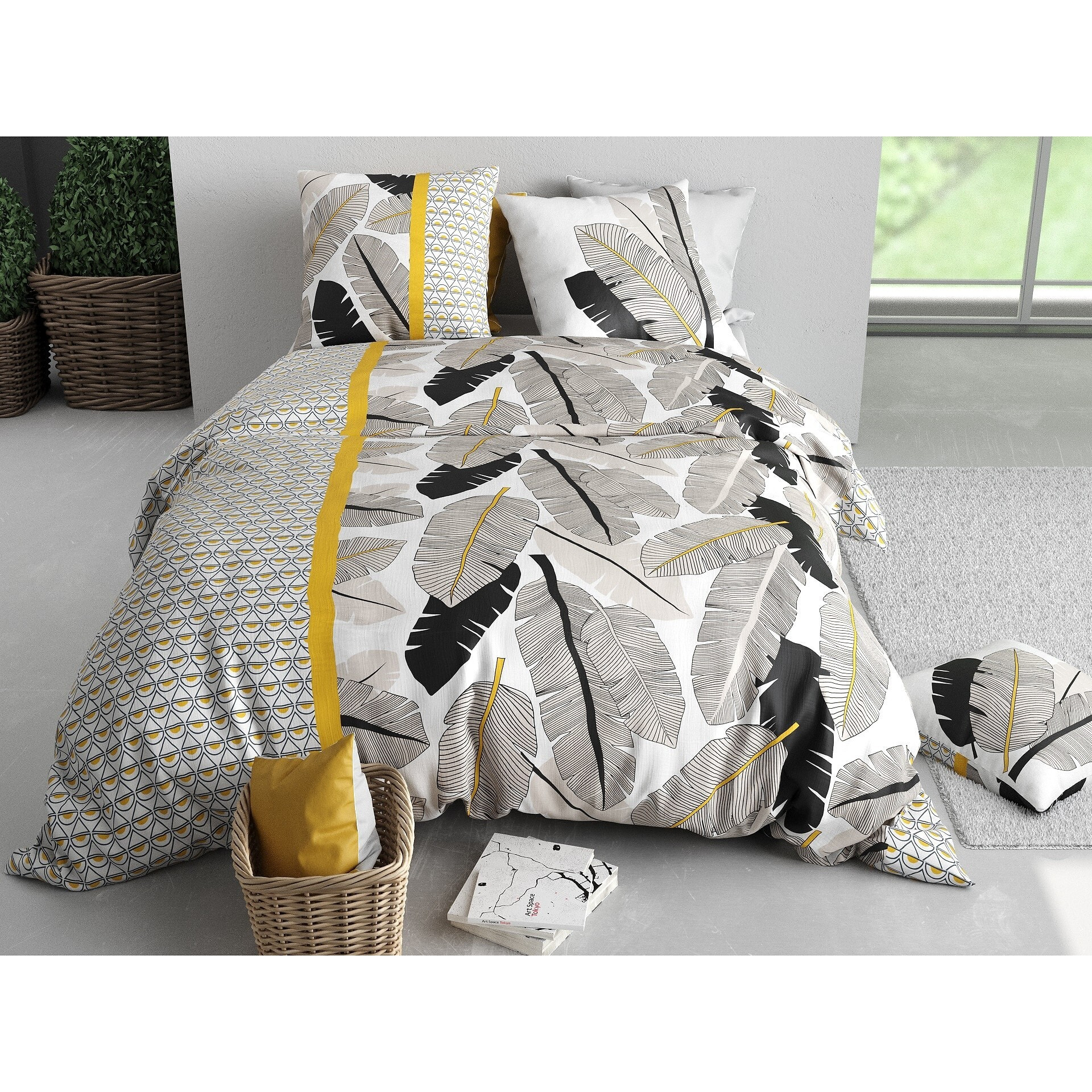 Parure housse de couette imprimée + 2 taies Palmora