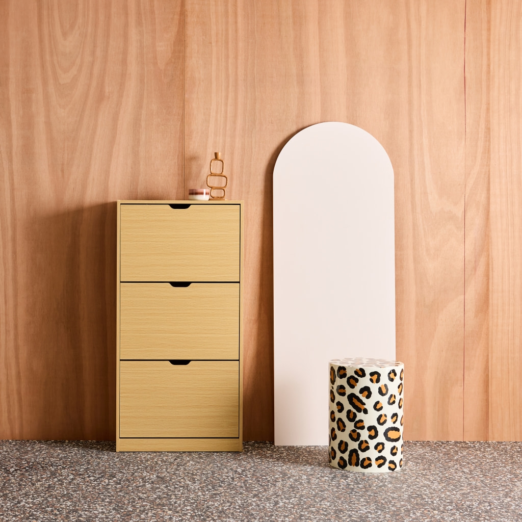 Meuble à chaussures décor bois 3 abattants SHOOZ