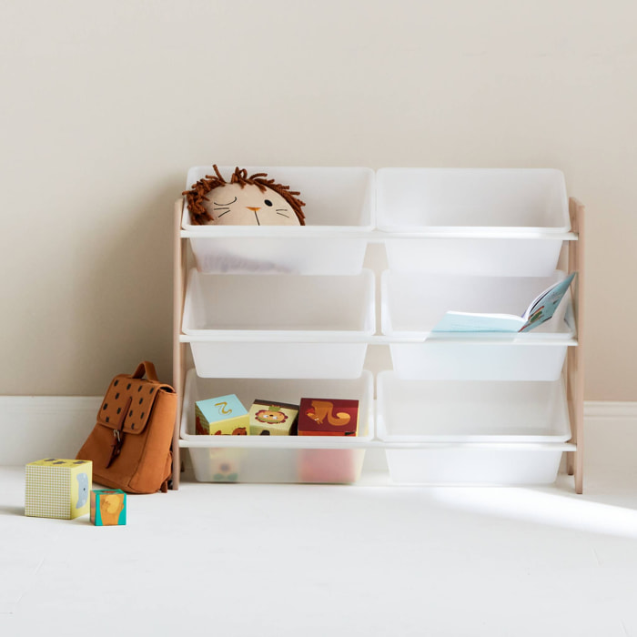 Meuble de rangement pour enfant avec 6 casiers - Tobias - MDF décor bois naturel. L 84 x P 29.5 x H 60cm