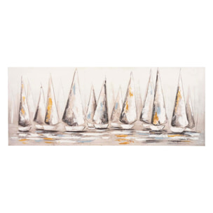 Set 2 Lienzos Barcos 40% Pintado Mano 150x3x60 Cm