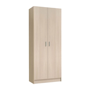 Armadio multiuso Charleston, Mobile portascope a 2 ante, Scarpiera con ripiani, Guardaroba portascope, cm73x37h180, Rovere