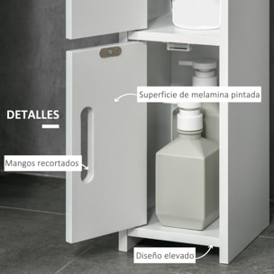 Armario Alto de Baño con 3 Puertas y 3 Estantes Abiertos 15x17x120 cm Blanco