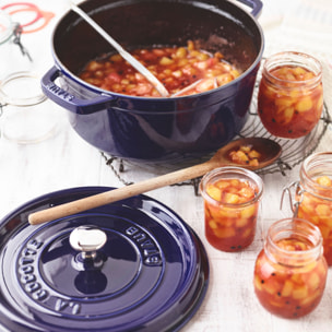 Cocotte 24 cm, Rond(e), Bleu intense, Fonte