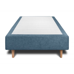 Lit avec tête de lit bandes horizontales tissu et sommier tapissier Ep20