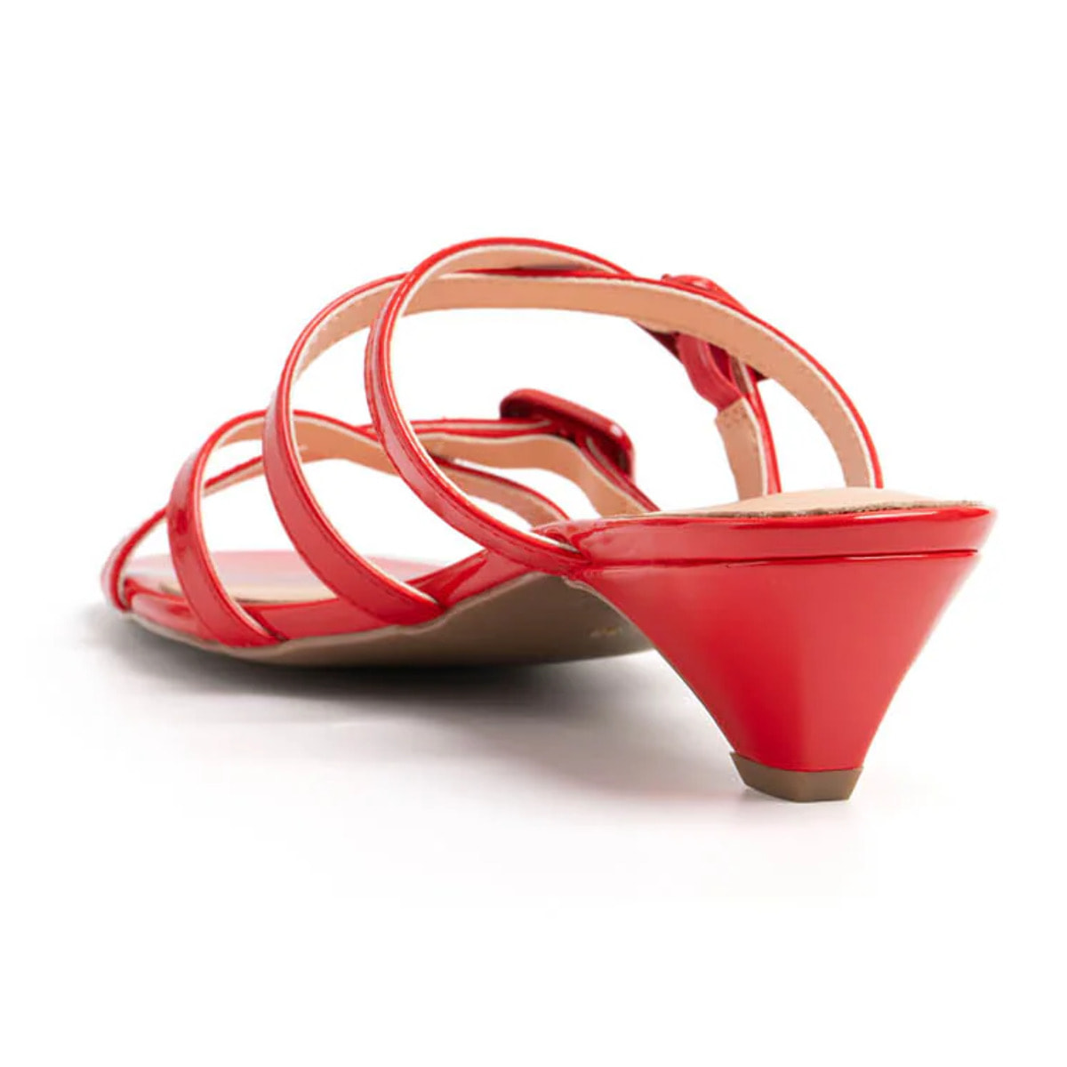 Sandalo con fascette e tacco a cono - ROSSO