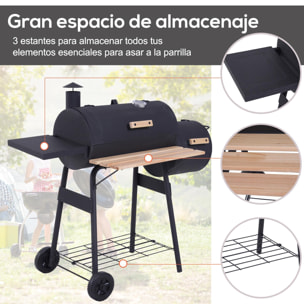 Barbacoa De Carbón 3 En 1 Con Termómetro 124x53x108cm Negro