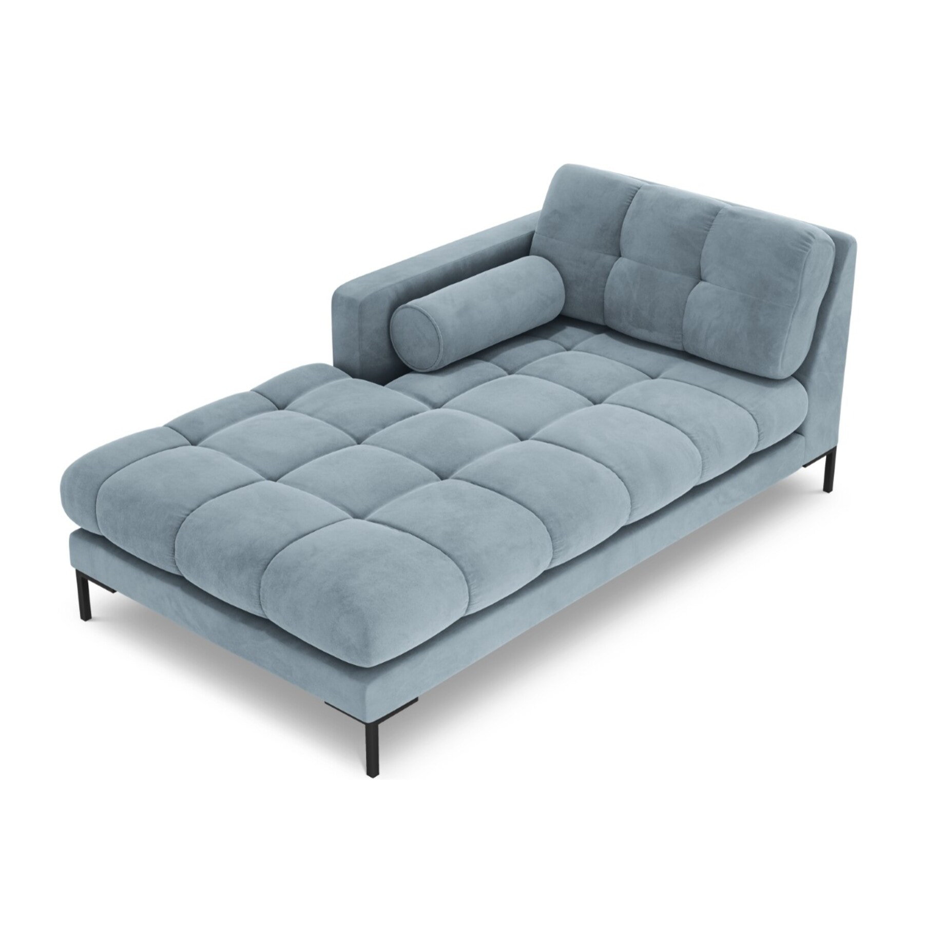 Méridienne gauche "Bali" en velours bleu clair