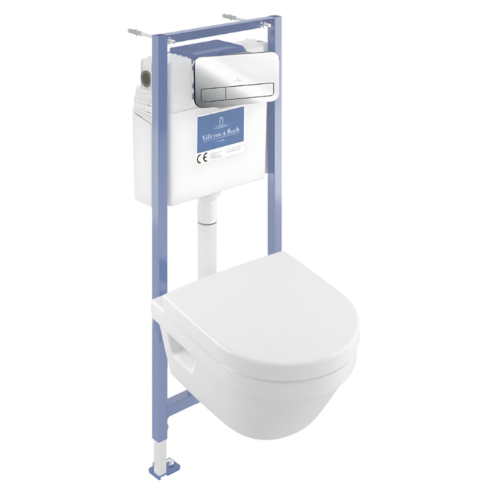 Pack WC sans bride compact Architectura abattant frein de chute + bâti-support Viconnect PRO + plaque chromé