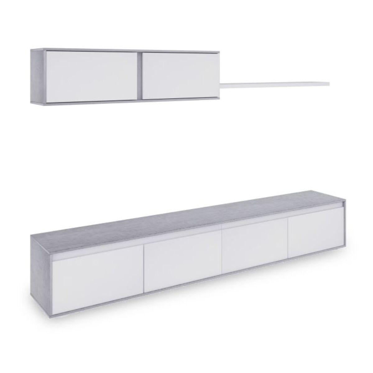Salón Arlet Blanco Artik (Blanco Mate) - Gris Cemento
