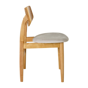 Chaises scandinaves en bois clair et tissu effet velours texturé beige (lot de 2) ELION