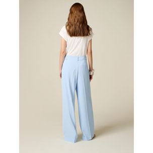 Oltre - Pantaloni palazzo in tessuto fluido - Azzurro