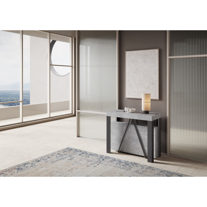 Consolle allungabile 90x40/196 cm Tarax Small cemento telaio antracite