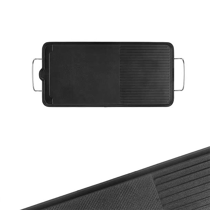 Plancha eléctrica 2 en 1 con placa antiadherente y termostato regulable. 1500W de potencia. 66x28 cm